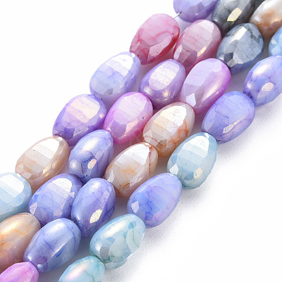 Opaque Baking Paint Crackle Glass Beads Strands EGLA-S174-21I-1