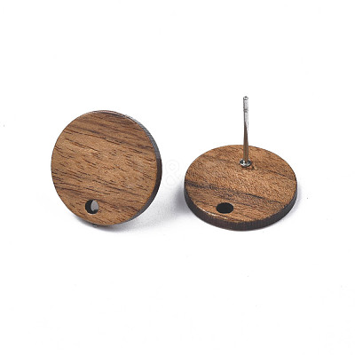 Walnut Wood Stud Earring Findings MAK-N033-008-1