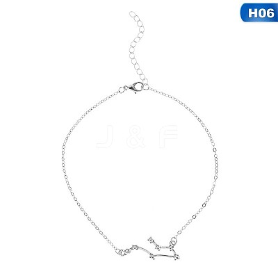 Twelve Constellation Alloy Crystal Rhinestone Link Chain Anklets for Women FS-WG97E4C-15-1