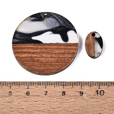 16Pcs 8 Styles Opaque Resin & Walnut Wood Pendants RESI-N053-05-1