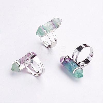 Natural Fluorite Finger Rings RJEW-P120-A04-1