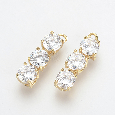 Brass Cubic Zirconia Pendants X-KK-R015-111G-1