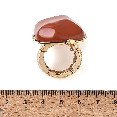 Natural Red Jasper & Alloy Finger Rings for Women RJEW-G375-01G-08-1