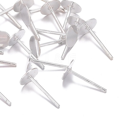 925 Sterling Silver Flat Pad  Stud Earring Findings STER-K167-045E-S-1