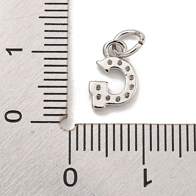 Initial Letter Brass with Cubic Zirconia Charms KK-Q814-26G-P-1