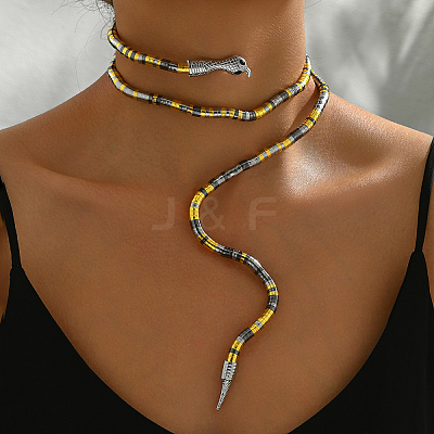 Iron Snake-Shaped Coil Choker Necklaces NJ6393-3-1