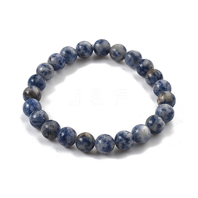 Natural Blue Spot Jasper Beaded Stretch Bracelets BJEW-Q692-35-8mm-1