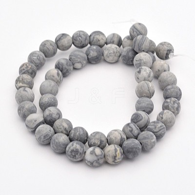 Natural Map Stone/Polychrome Jasper/Picasso Stone/Picasso Jasper Beads Strands G-D657-4mm-1