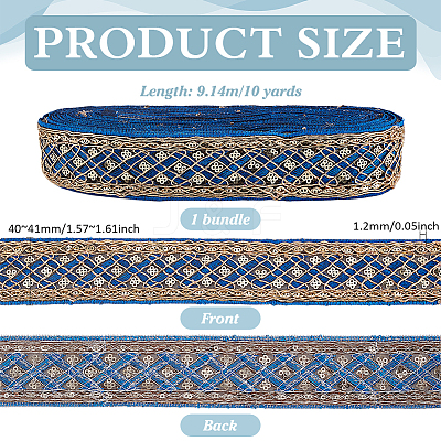 Rhombus Pattern Polyester Ribbon with Paillette OCOR-WH0047-49B-1