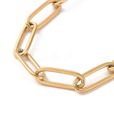 PVD Vacuum Plating 304 Stainless Steel Paperclip Chain Bracelet for Men Women BJEW-E031-02G-01-1