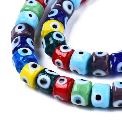Handmade Evil Eye Lampwork Beads Strands LAMP-WH0006-05I-1