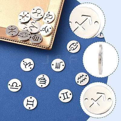 24Pcs 12 Styles 201 Stainless Steel Links/Connectors STAS-FS0001-98-1