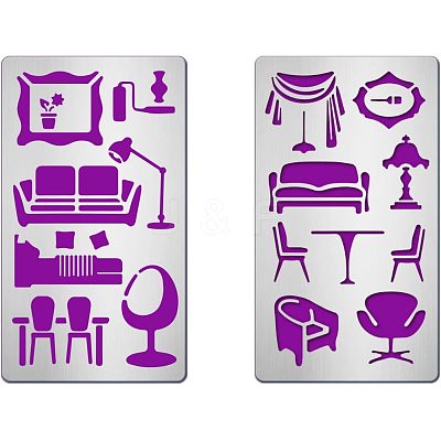 2Pcs 2 Style 304 Stainless Steel Cutting Dies Stencils DIY-FG0001-97-1