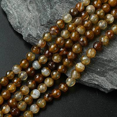Natural Agate Round Beads Strand G-L084-6mm-04-1