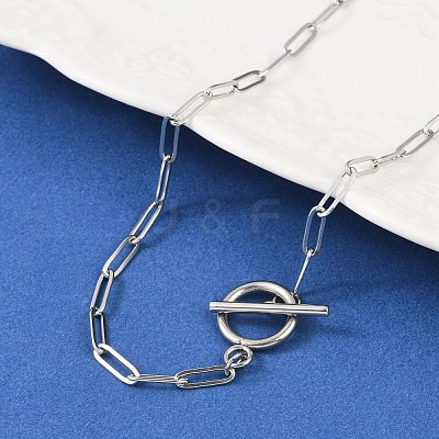 Non-Tarnish Unisex 304 Stainless Steel Paperclip Chain Necklaces X-NJEW-H215-04P-1