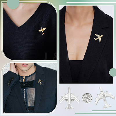 16Pcs Airplane Alloy Brooches for Backpack Clothes JEWB-PH0001-45P-1