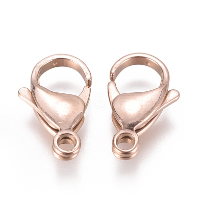 Ion Plating(IP) 304 Stainless Steel Lobster Claw Clasps STAS-F224-04RG-1