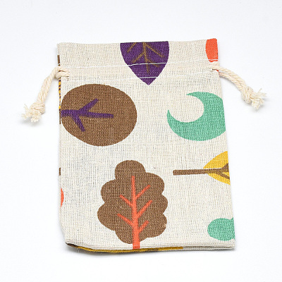 Printed Polycotton(Polyester Cotton) Packing Pouches Drawstring Bags ABAG-T004-10x14-19-1