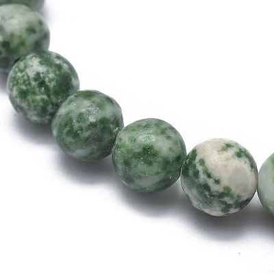 Natural Green Spot Jasper Bead Stretch Bracelets BJEW-K212-A-017-1