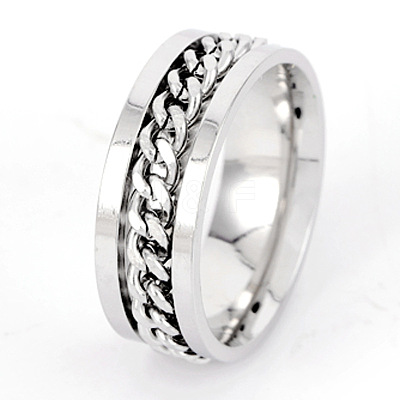 304 Stainless Steel Rotatable Chain Finger Rings for Men FS-WG60CA3-03-1