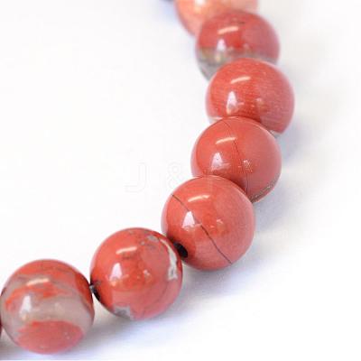 Natural Red Jasper Round Bead Strands G-E334-8mm-27-1