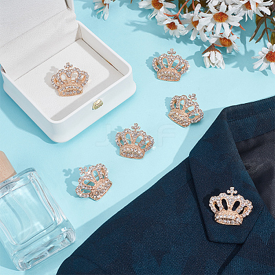 6Pcs Crystal Rhinestone Crown Brooch JEWB-PH0001-53-1