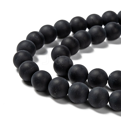 Dyed & Heated Natural Black Agate Bead Strands G-H056-8mm-1