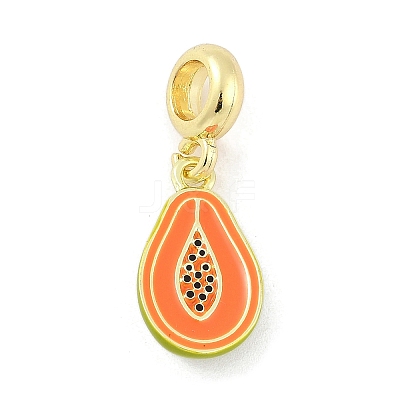 Brass Enamel Fruit European Dangle Charms X-KK-Z090-08G-09-1