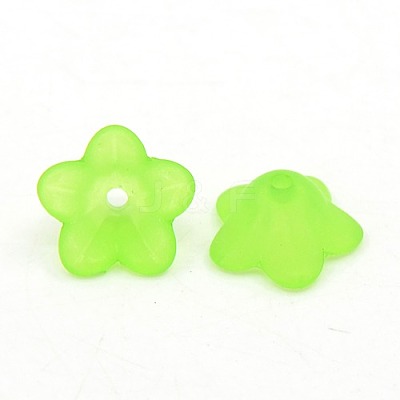 Chunky Green Transparent Frosted Flower Acrylic Beads X-PL560-5-1
