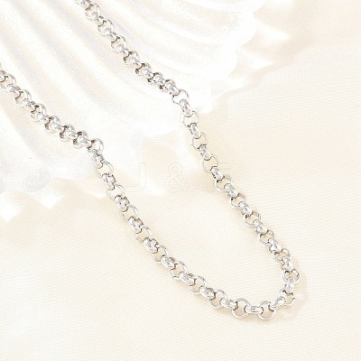 4MM 304 Stainless Steel Rolo Chain Necklaces for Men Women NJEW-H093-07A-P-1