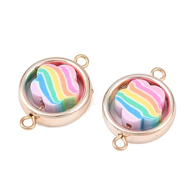 CCB Plastic Frame with Polymer Clay Rainbow Beads Links Connector Charms KK-D103-08C-RG-1