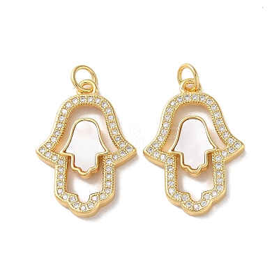 Brass Micro Pave Cubic Zirconia Pendants KK-B083-21G-1