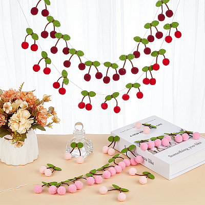4 Sets 4 Colors Wool Felt Ball Cherry Garland AJEW-OC0005-64-1