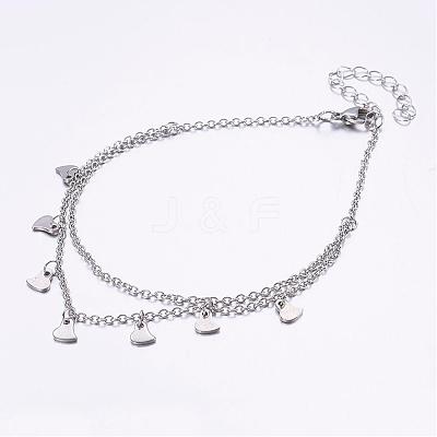 Tarnish Resistant 304 Stainless Steel Anklets AJEW-AN00206-1