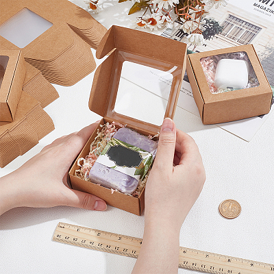 Foldable Creative Kraft Paper Mailer Boxes with Visible Window CON-WH0113-08B-02-1