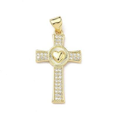 Brass Micro Pave Clear Cubic Zirconia Pendants KK-P350-16G-01-1