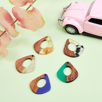 DIY 5 Pairs Resin & Walnut Wood Earrings Making Kits DIY-SZ0001-74-1