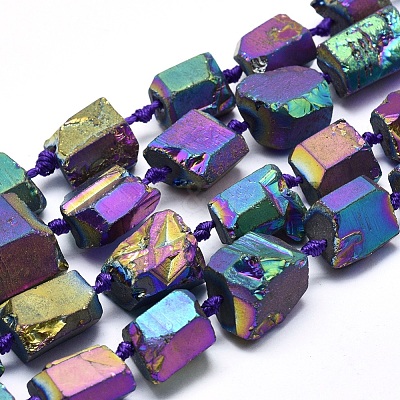 Electroplated Natural Quartz Crystal Beads Strands G-O164-10E-1
