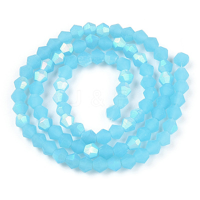 Imitation Jade Bicone Frosted Glass Bead Strands GLAA-F029-JM4mm-A03-1