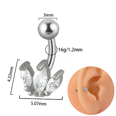 G23 Titanium Pave Clear Cubic Zirconia Curved Barbell Cartilage Earrings FS-WGD98FB-39-1