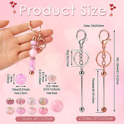 Valentine's Day DIY Beadable Keychain Making Kit DIY-TA0006-66-1