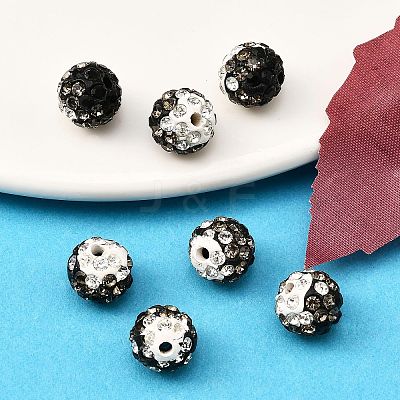 Two-Tone Color Handmade Polymer Clay Disco Ball Beads X-RB-R041-07-1