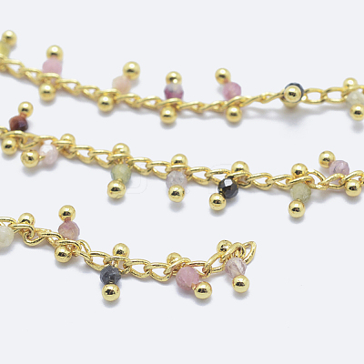Natural Multicolor Tourmaline Handmade Beaded Chains CHC-P003-11G-1