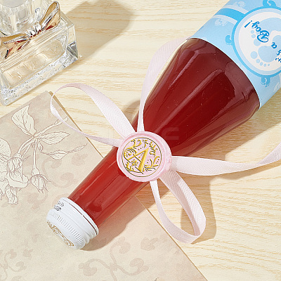Brass Wax Seal Stamps with Wood Handle AJEW-WH0412-0234-1
