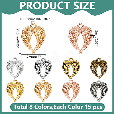 120Pcs 8 Styles Zinc Alloy Pendants FIND-WR0011-47-1