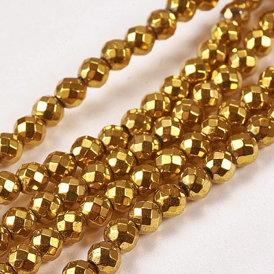 Electroplate Non-magnetic Synthetic Hematite Beads Strands G-J169B-4mm-04-1