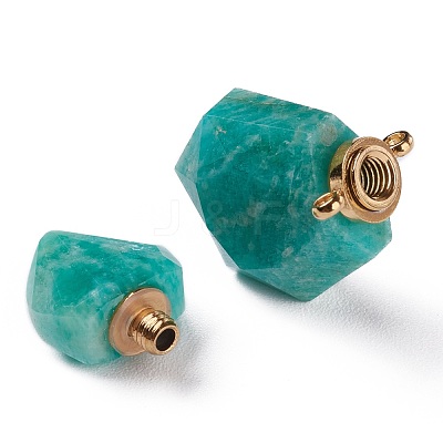 Hexagon Natural Amazonite Perfume Bottle Pendants G-H241-03D-G-1
