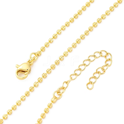 Brass Rondelle Link Chain Necklaces for Women NJEW-K282-04G-1