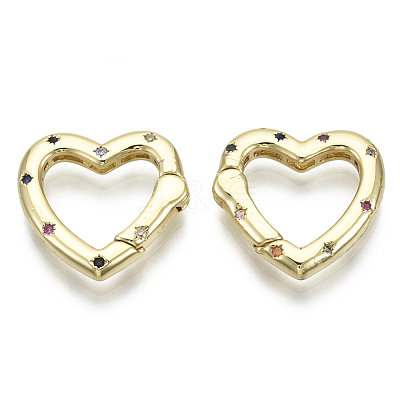 Brass Micro Pave Cubic Zirconia Spring Gate Rings ZIRC-N039-027-NF-1