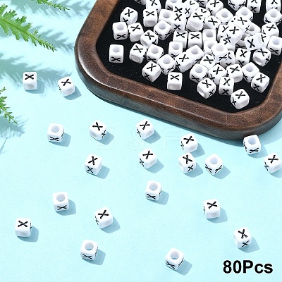 Acrylic Horizontal Hole Letter Beads OACR-YW0002-08X-1